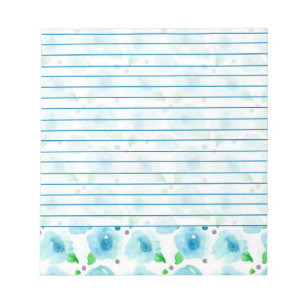 Bloco De Notas Flores De Aquarela Azul Grandes Lindas