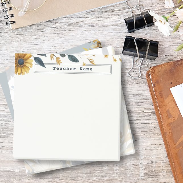 Bloco De Notas Flores de Aquarela Azul Marinho e Dourado Personal (Criador carregado)