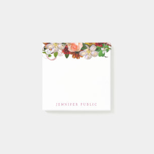 Bloco De Notas Flores de Aquarela Coloridas Rosas Elegantes
