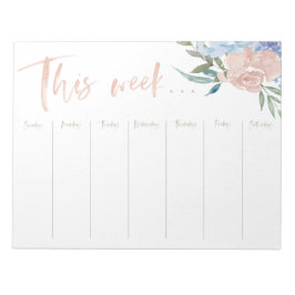 Bloco De Notas Flores de aquarela de calendário semanal
