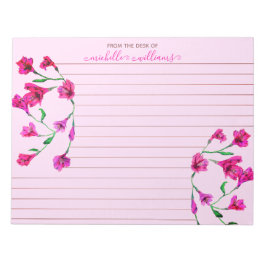 Bloco De Notas Flores de Aquarela Magenta Personalizadas Vinculad