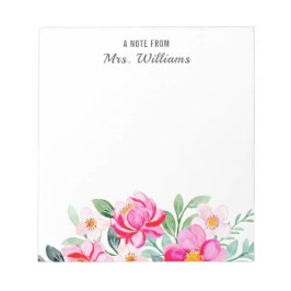 Bloco De Notas Flores De Aquarela Nome Personalizado Floral A Not