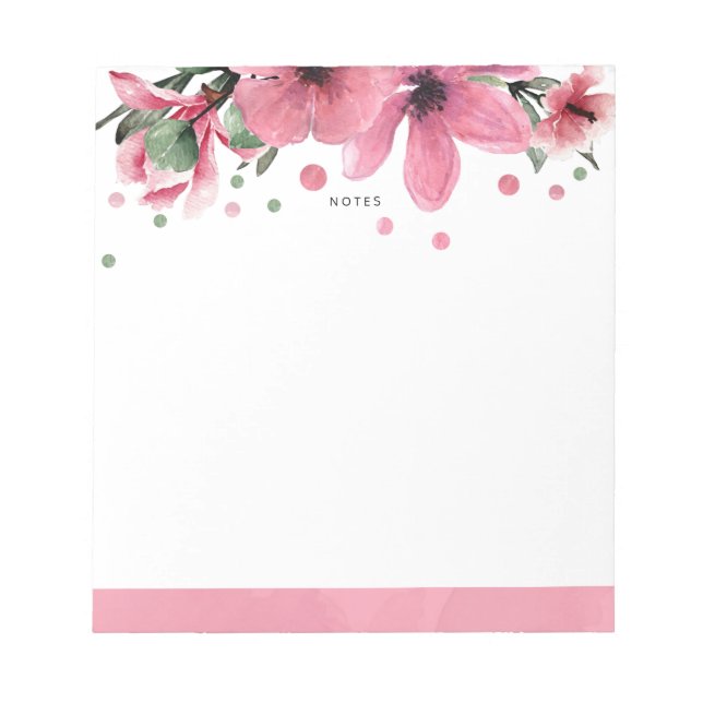 Bloco De Notas Flores de Aquarela Rosa (Frente)