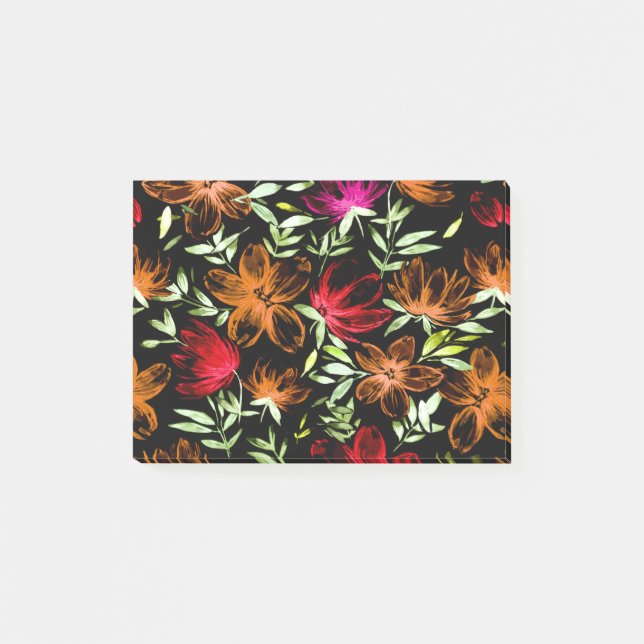 Bloco De Notas Flores de Aquarela Vermelhas 3 (Frente)