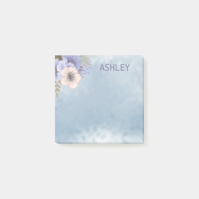 Bloco De Notas Flores De Beige E Lavanda (Frente)