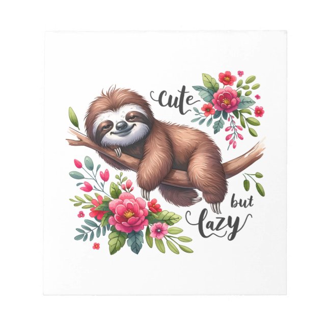 Bloco De Notas Flores de Bicho-Preguiça Preguiçoso (Frente)