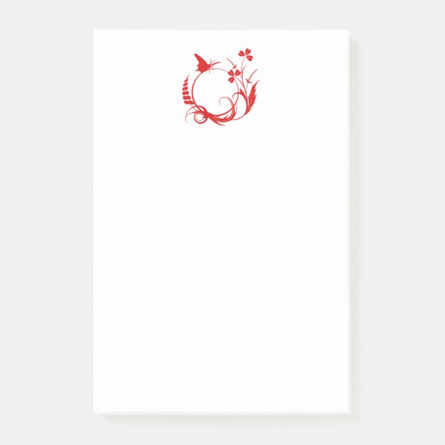 Bloco De Notas Flores de Borboletas Círculos Postados (Frente)