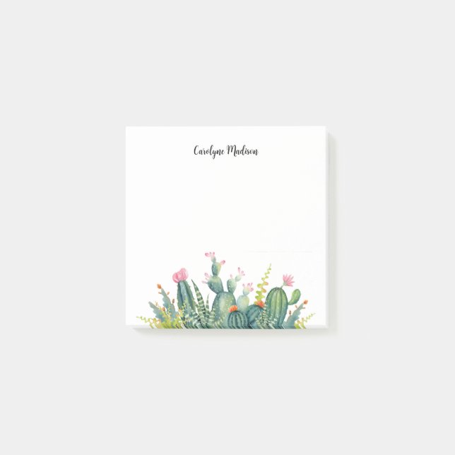 Bloco De Notas Flores de Cactus de Aquarela (Frente)