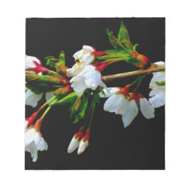 Bloco De Notas Flores de cereja, floridas a preto minimalista