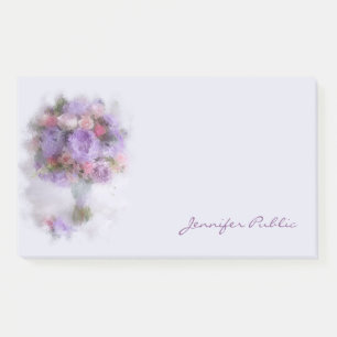 Bloco De Notas Flores de Cor do Óleo - Modelo de Chic Script Manu