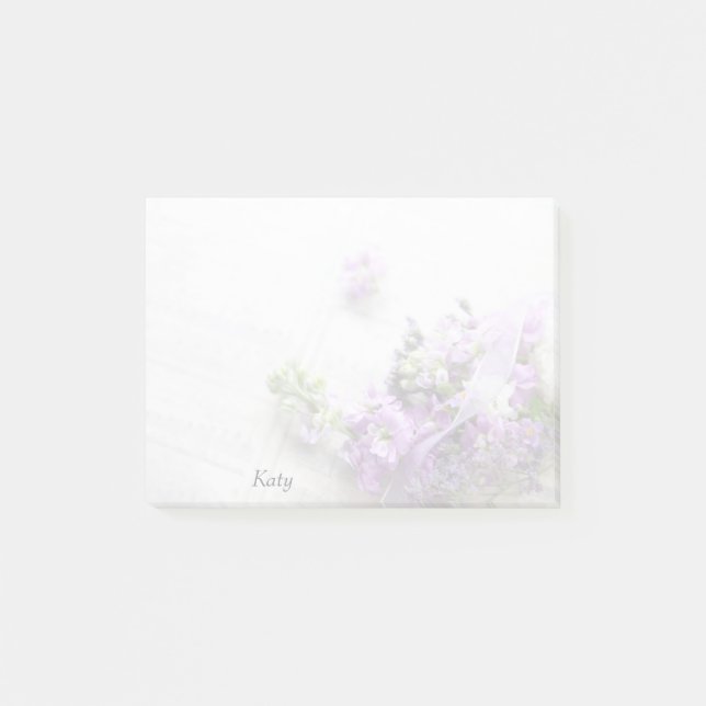 Bloco De Notas Flores de cor Lavanda em música antiga (Frente)