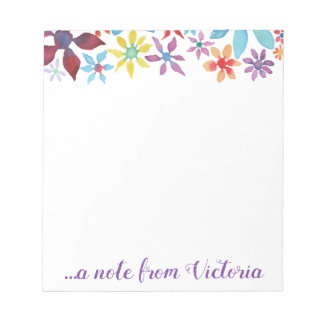 Bloco De Notas Flores de Cores de Água Personalizadas