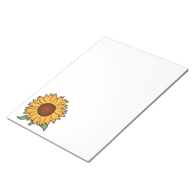 Bloco De Notas Flores de Desenho Animado, Girassol Floral de Verã (Inclinado)