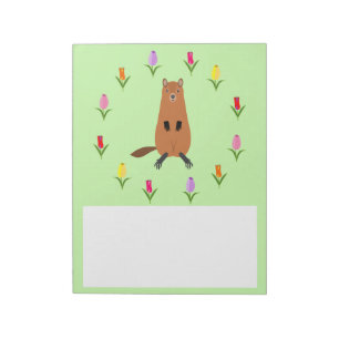 Bloco De Notas Flores de Groundhog e Tulipas