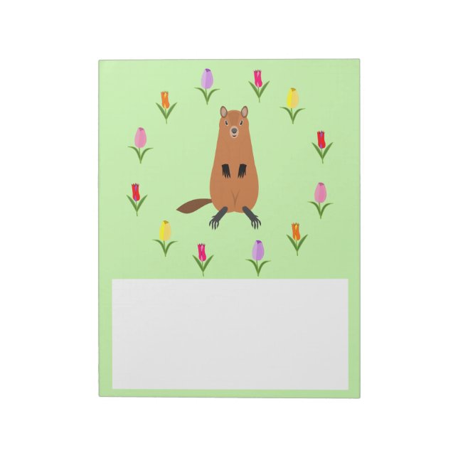 Bloco De Notas Flores de Groundhog e Tulipas (Invertido)