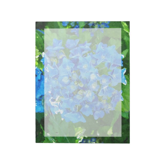 Bloco De Notas Flores de hydrangea azuis. Fotografia floral. (Invertido)