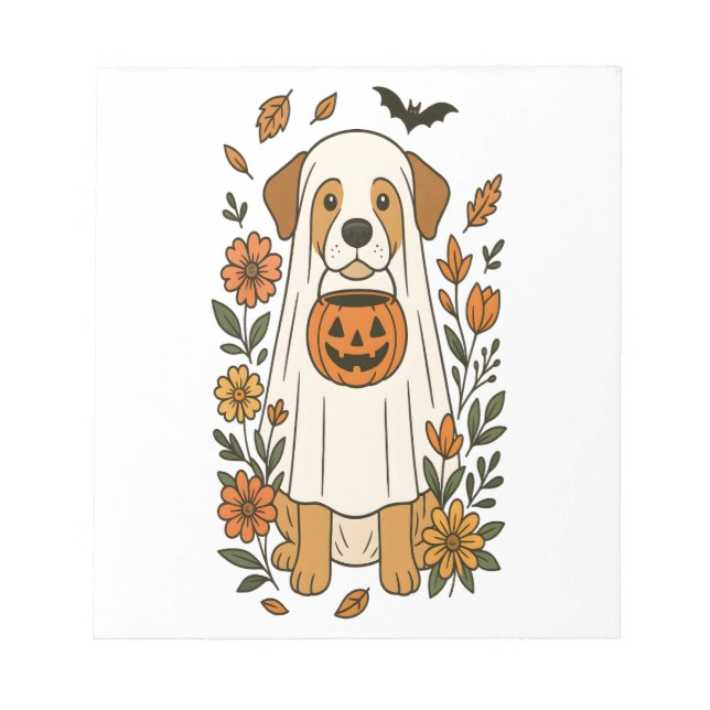 Bloco De Notas Flores de Labrador Retriever de Halloween (Frente)