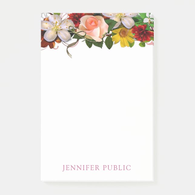 Bloco De Notas Flores de Modelo modernas Elegantes Florais de Aqu (Frente)