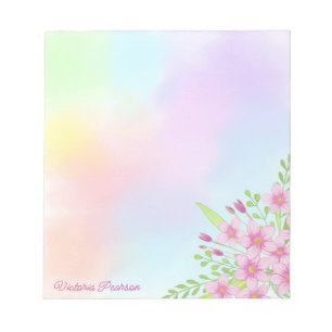 Bloco De Notas Flores de Mola Gradação de Pastel Colorida por Aqu