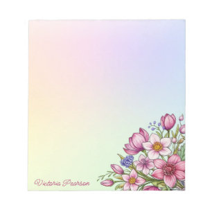 Bloco De Notas Flores de Mola Gradação de Pastel Colorida por Aqu