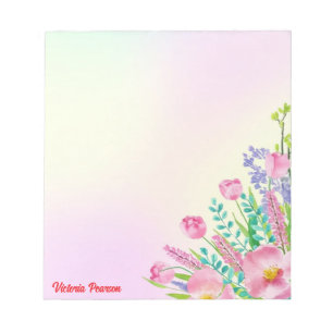 Bloco De Notas Flores de Mola Gradação de Pastel Colorida por Aqu