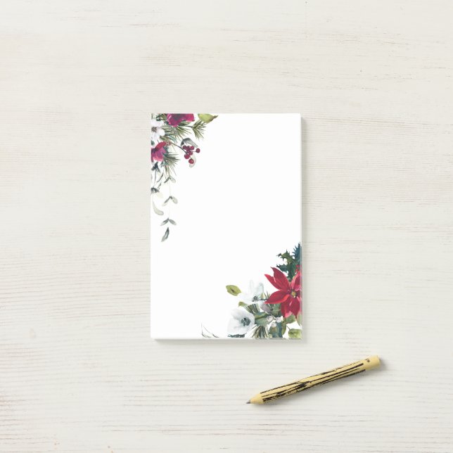 Bloco De Notas Flores de Natal Vermelhas e Brancas (Na mesa)
