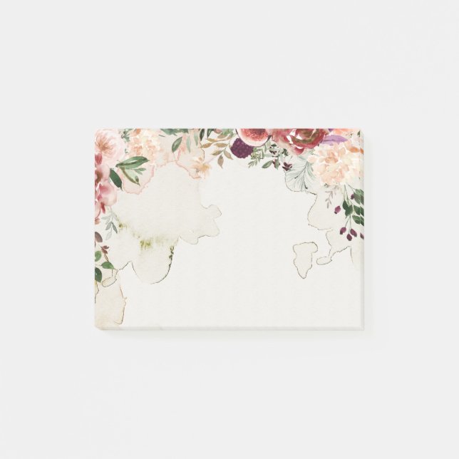 Bloco De Notas Flores de Outono Boho Chá Manchado Fundo (Frente)