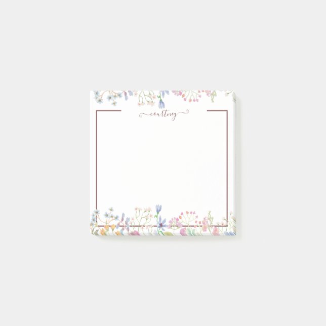 Bloco De Notas Flores de primavera aquarela personalizadas (Frente)