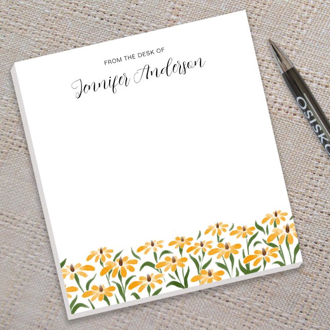 Bloco De Notas Flores de Susana de Olho Preto Douradas em Aquarel (Criador carregado)