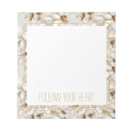 Bloco De Notas Flores Douradas Brancas de Lotus