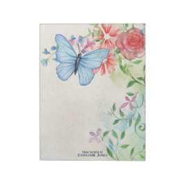 Bloco De Notas Flores e borboletas de Aquarela Pastel | Pergaminh