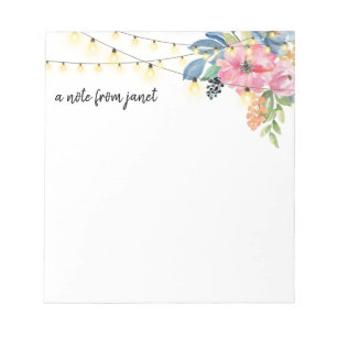 Bloco De Notas Flores e luzes de sequência personalizadas