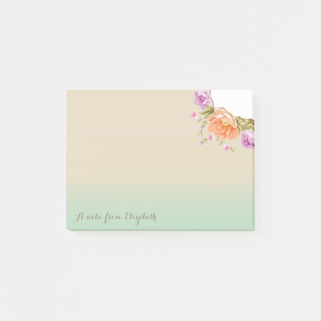 Bloco De Notas Flores Elegantes Fofas - Personalizadas (Frente)