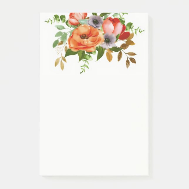 Bloco De Notas Flores em aquarela suave (Frente)