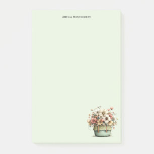 Bloco De Notas Flores em Vasos Aconchegante Shabby Fofo