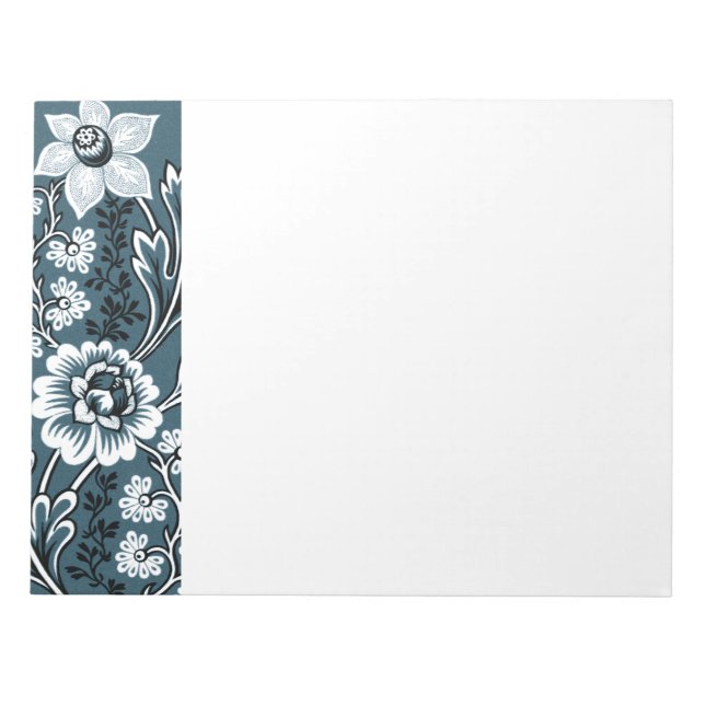 Bloco De Notas Flores Fantásticas (Slate Teal) Arte Refinado (Frente)