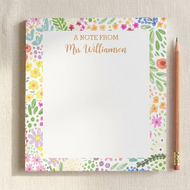 Bloco De Notas Flores Florais Personalizadas de Agradecimento ao 