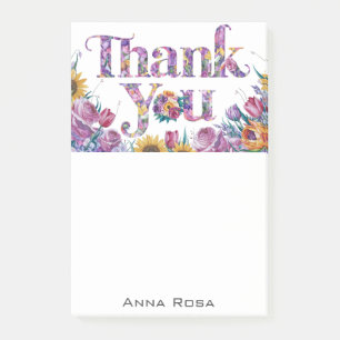 Bloco De Notas *~* Flores Gratidão AP85 Obrigado Manifesto