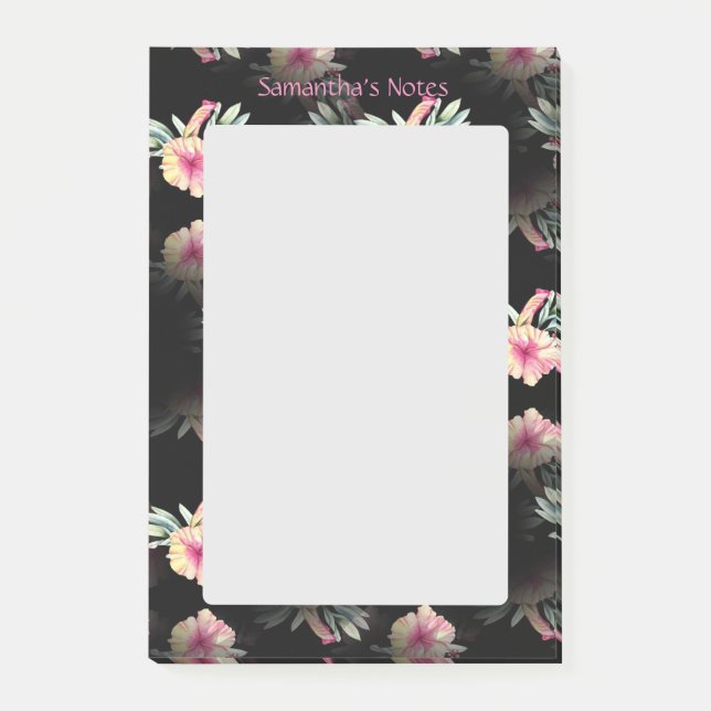 Bloco De Notas Flores Hibiscus Personalizadas (Frente)