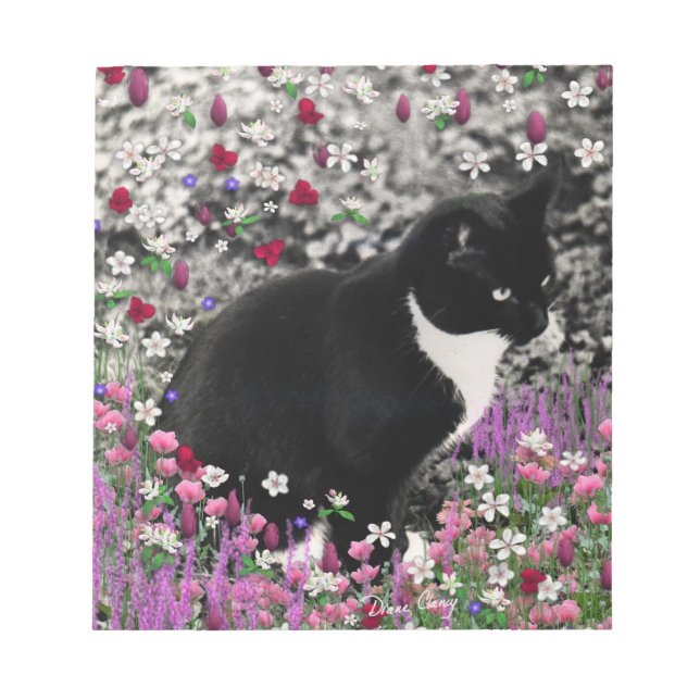 Bloco De Notas Flores II - Gato Tuxedo Kitty (Frente)