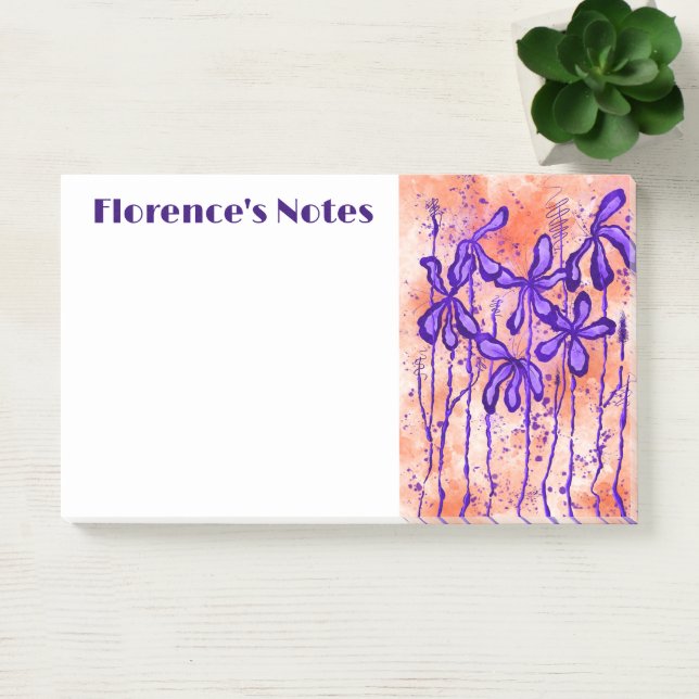 Bloco De Notas Flores Inclusas Roxo e Laranja (Escritótio)