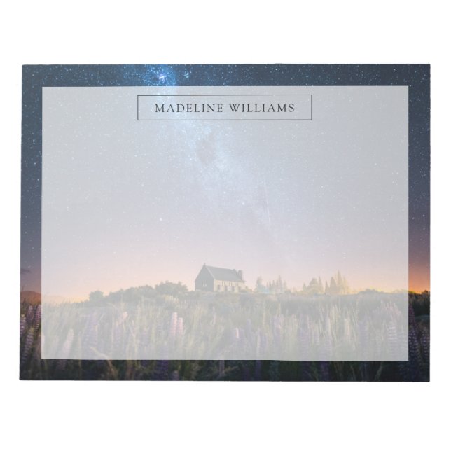 Bloco De Notas Flores | Lupines Blooming Lake Tekapo Nova Zelândi (Frente)