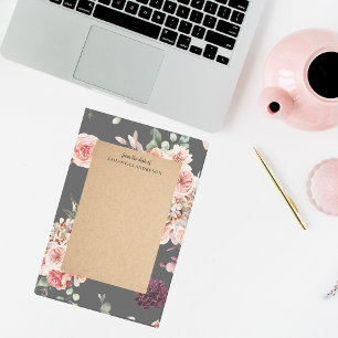 Bloco De Notas Flores Modernas de Pastel e Presente Personalizado