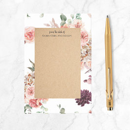 Bloco De Notas Flores Modernas de Pastel e Presente Personalizado
