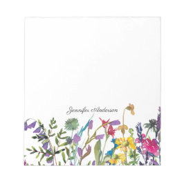 Bloco De Notas Flores Modernas em Aquarela Personalizadas