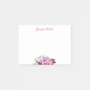Bloco De Notas Flores personalizadas da aguarela do texto do