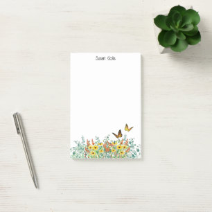 Bloco De Notas Flores Personalizadas de Primavera Feliz Borboleta