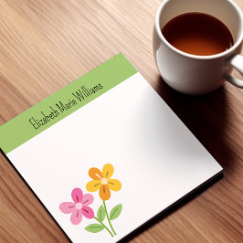 Bloco De Notas Flores Personalizadas Rosa e Amarelo