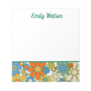 Bloco De Notas Flores Retro Floral 60s 70s Personalizadas