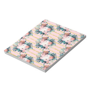 Bloco De Notas Flores Rosa Douradas Tintas Tintas Tintas Tiras Gi